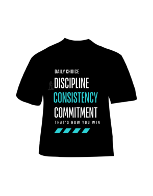 black t-shirt with typography in the back